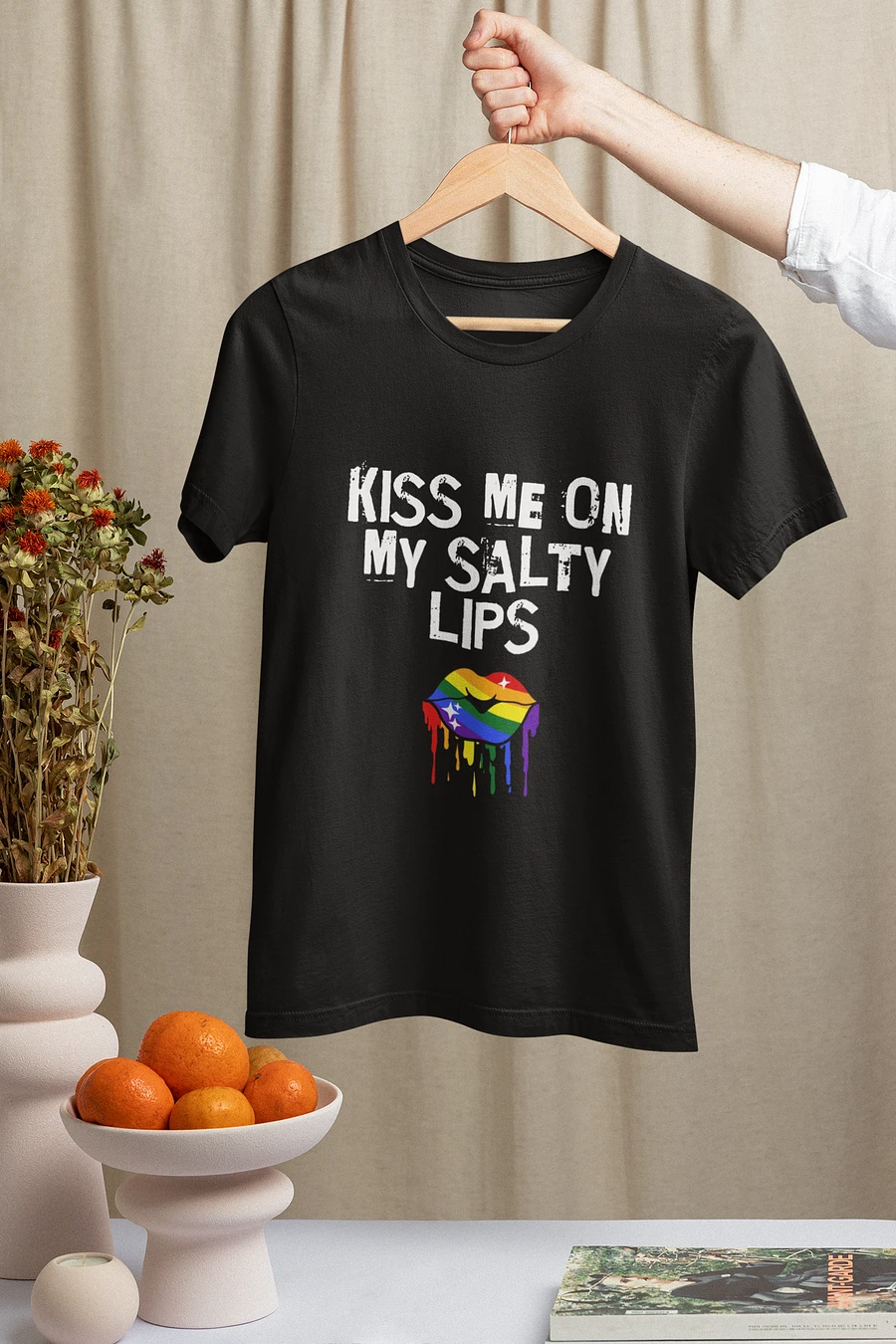 LGBTQ+ T-Shirt - Kiss Me On My Salty Lips - Rainbow (dark) product image (2)