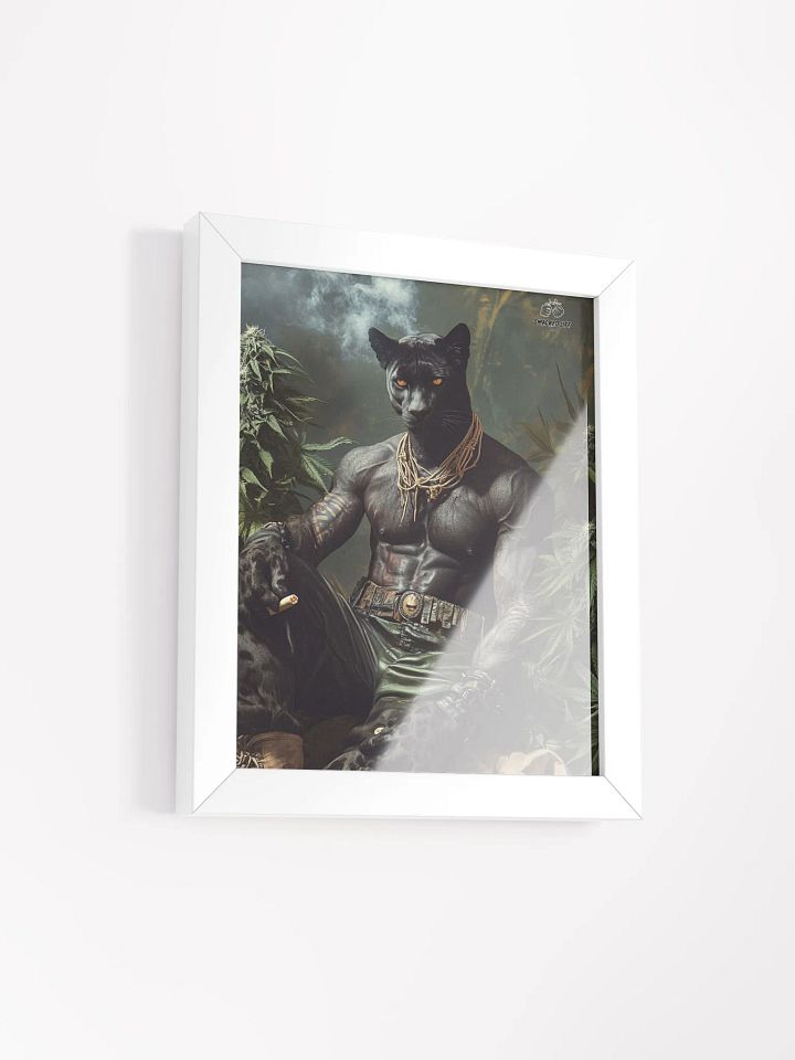 Framed Stoner Poster - Puma Man Smoking Blunt Art - Unique Home Decor - Ready to Hang product image (12)