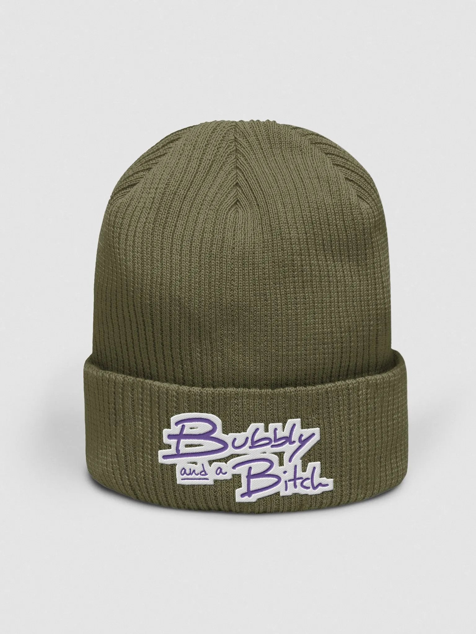 Bubbly and a B*tch (purple bubble design) embroidered organic beanie product image (11)