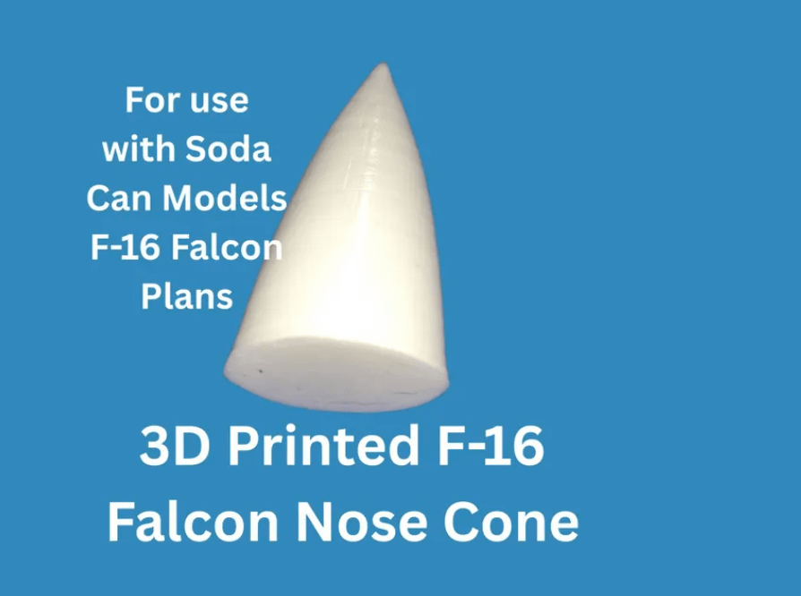 3D Printed F-16 Falcon Nose Cone for Soda Can Airplane | Fits F-16 Soda Can Models Plans | DIY Model Kit Part product image (1)