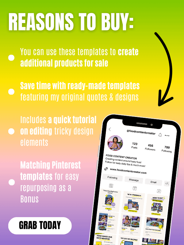 MRR/PLR Instagram Food Feed Templates product image (7)