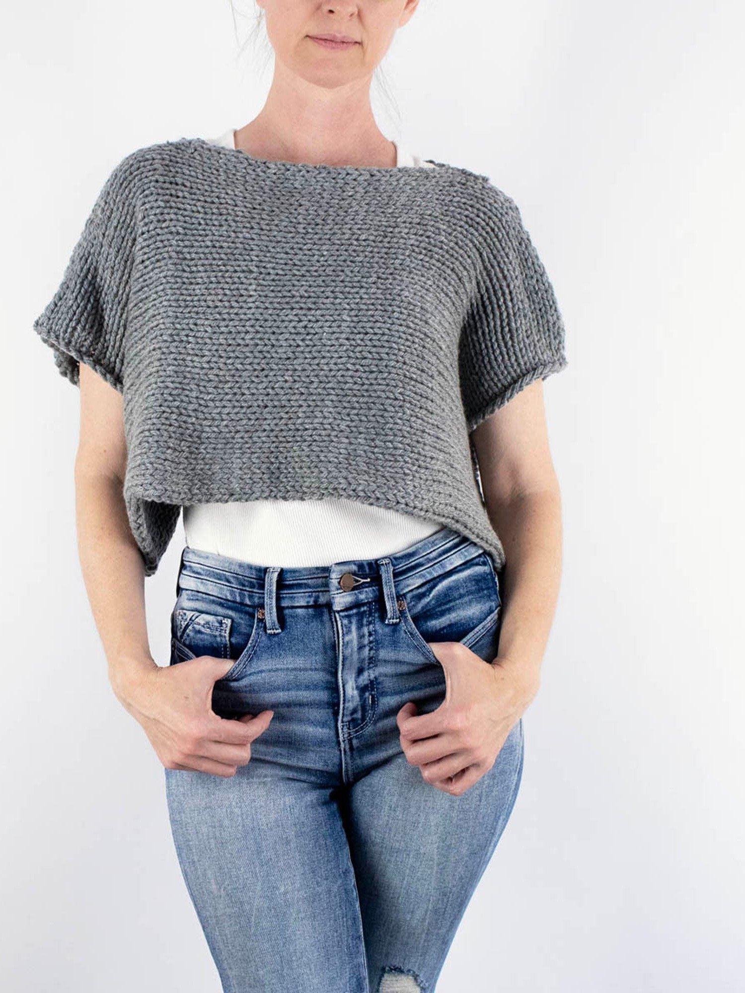 Crop Top Sweater Knitting Pattern - Winter Storm product image (1)