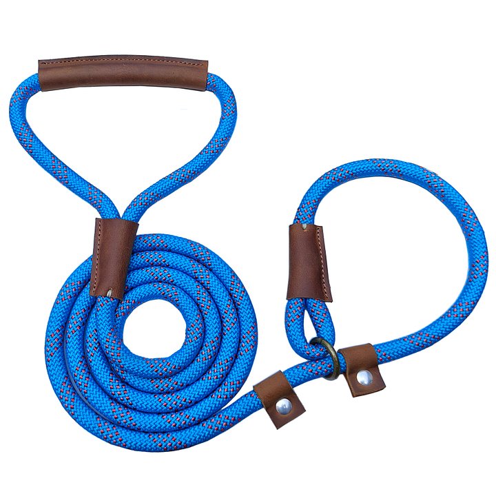 MEEBOY handmade Heavy Duty Nylon Rope Dog Leashes with With comfortable and durable leather handles, dog leash using strong Nylon rope for Small Medium and Large Dogs product image (2)