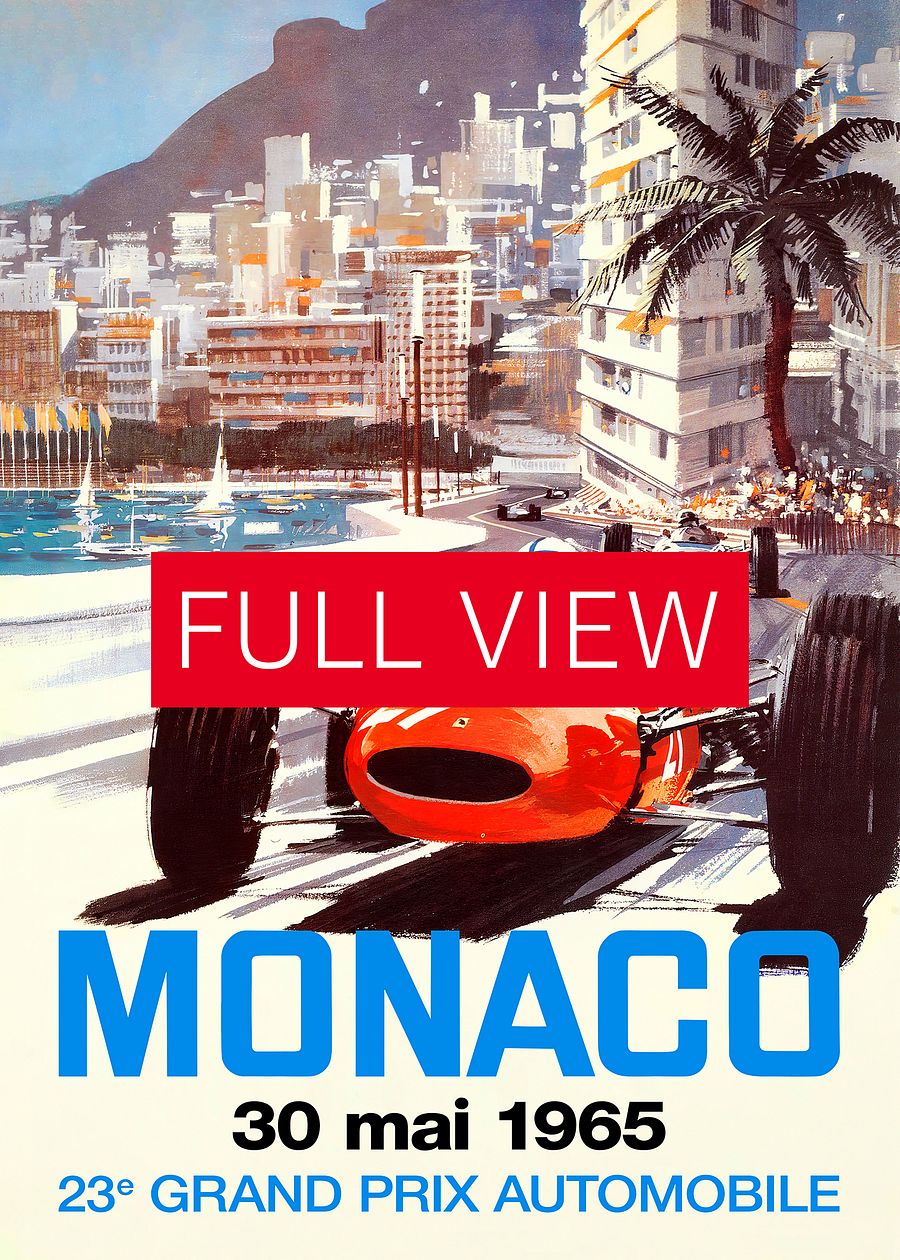 Monaco Vintage F1 Grand Prix, 1965 poster — Vintage Formula 1 poster, Monaco Grand Prix poster, retro travel poster, retro travel art product image (3)