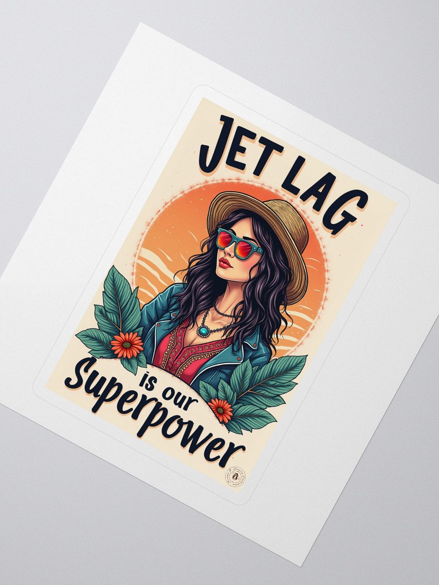 Jet Lag Superpower Sticker – Retro Travel Vibe product image (2)