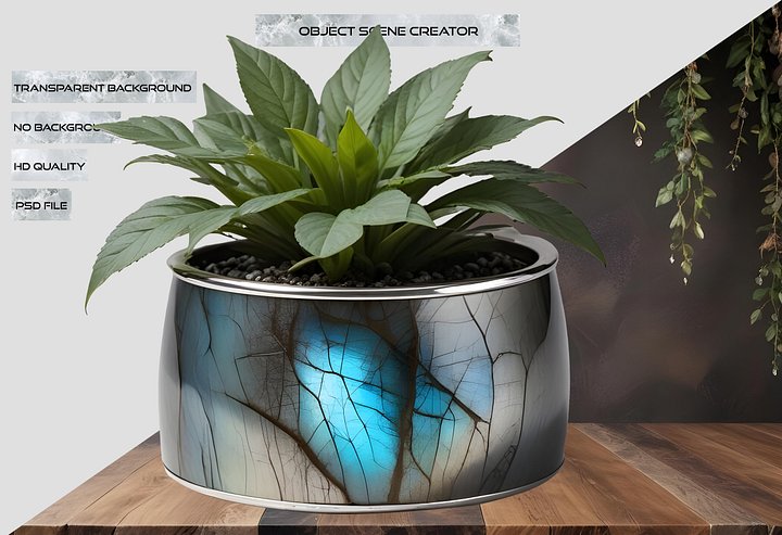 Stellar Luxe – Labradorite & Silver Serenity Vase PNG product image (2)