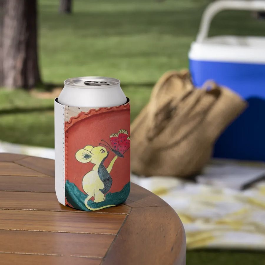 Whimsical Mouse and Butterfly Can Cooler product image (7)