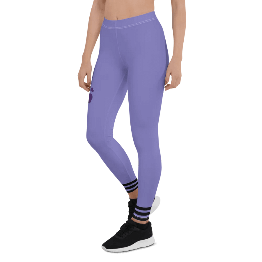 All-Over Print Leggings-Backfill Moody Blue colour with Pink Lady design, black stripes. product image (6)