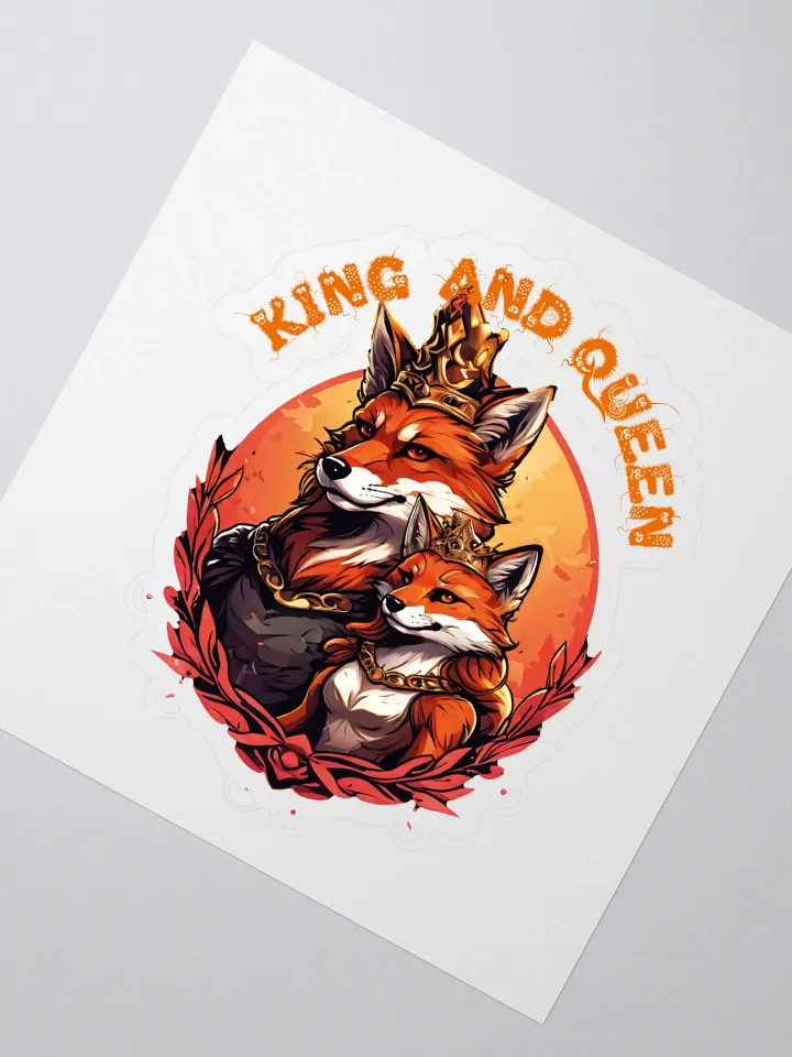 King and Queen Fox Kiss Cut Stickers - Funny and Cool Royal Couple Sticker Set product image (2)