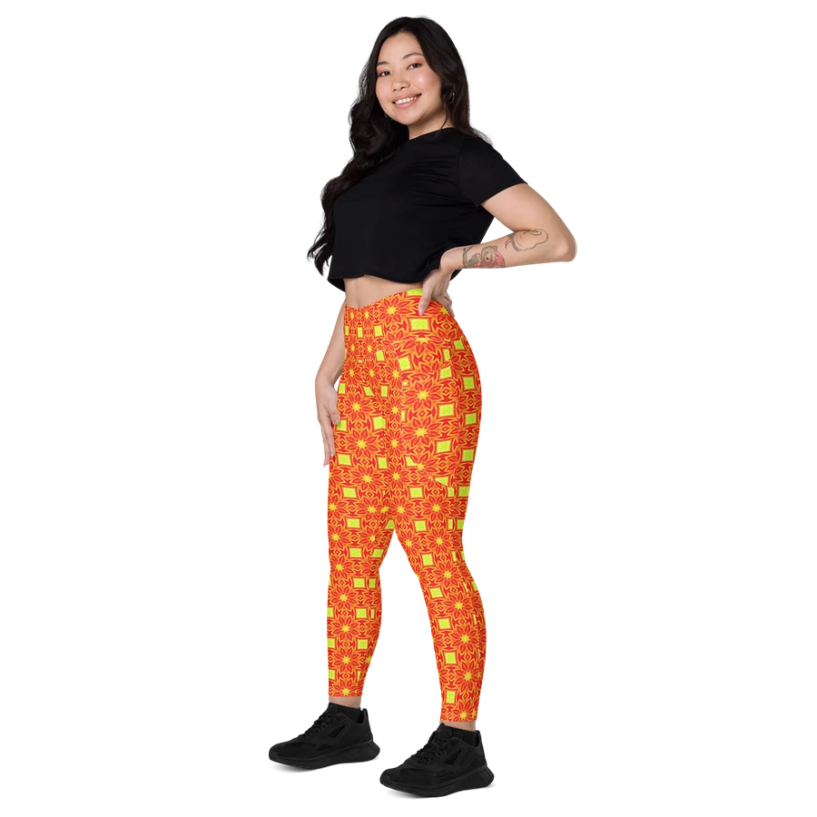 Abstract Repeating Orange Flower Leggings product image (18)