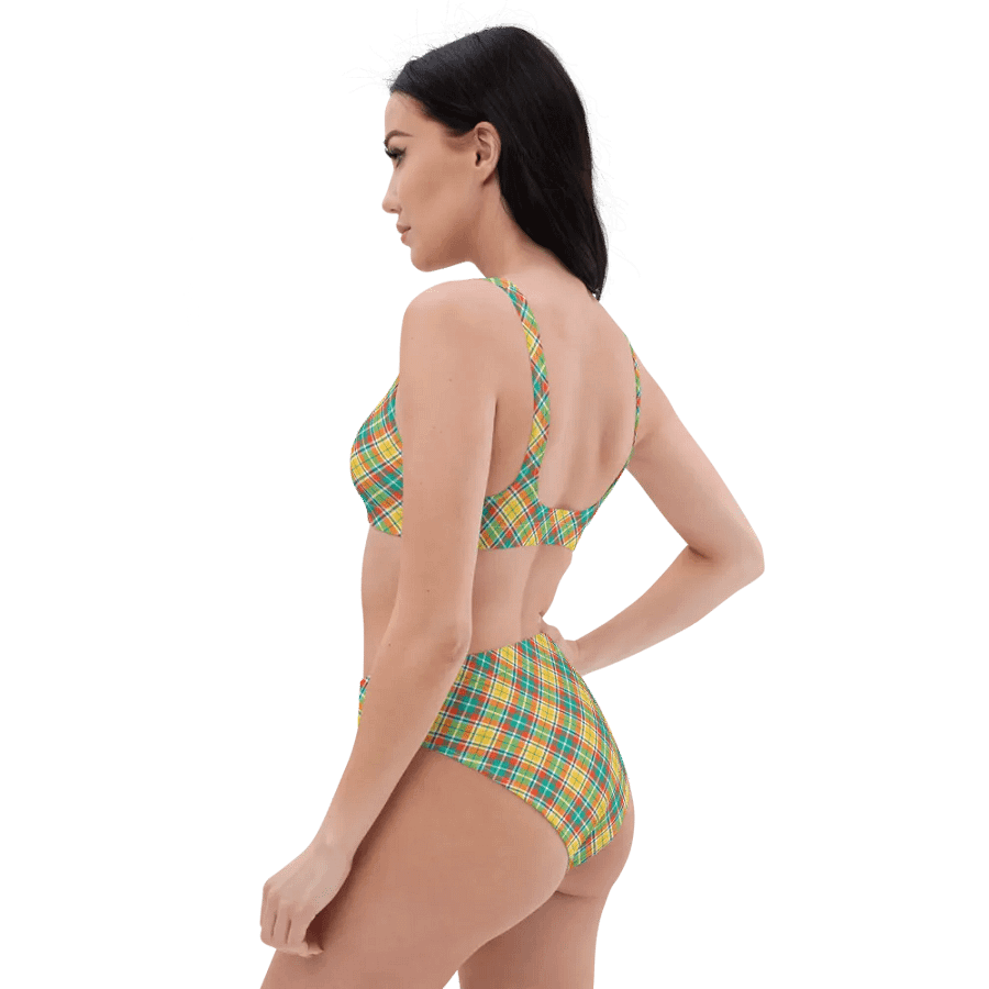 Yellow and Seafoam Green Plaid Bikini product image (7)
