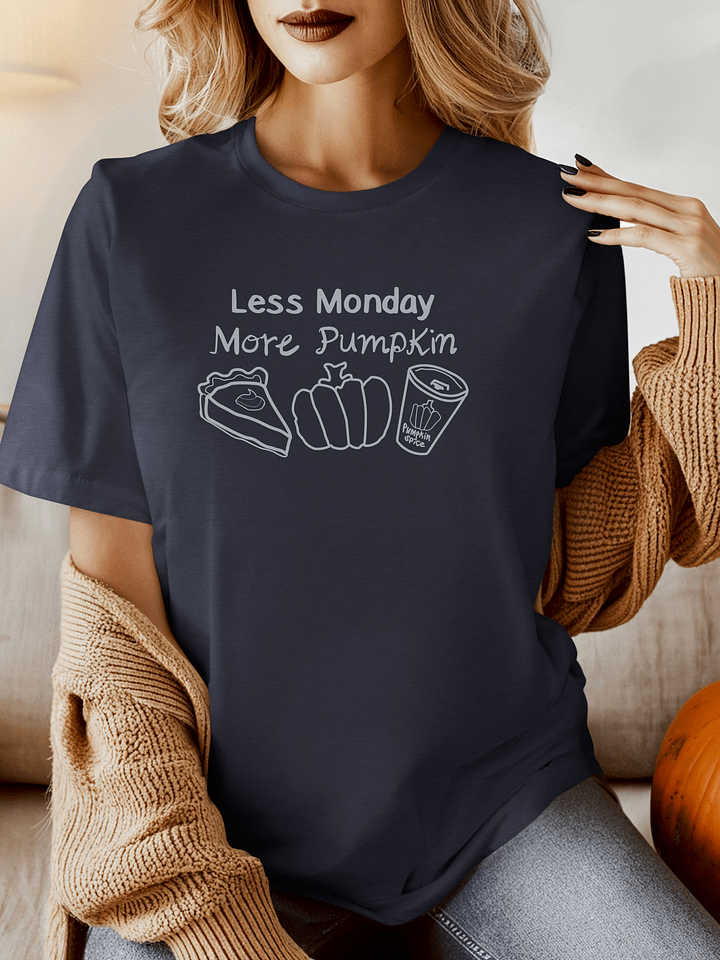 Less Monday More Pumpkin | Fall Vibes Tee | Cozy Autumn Graphic Shirt by Monique Faella Designs™ product image (13)