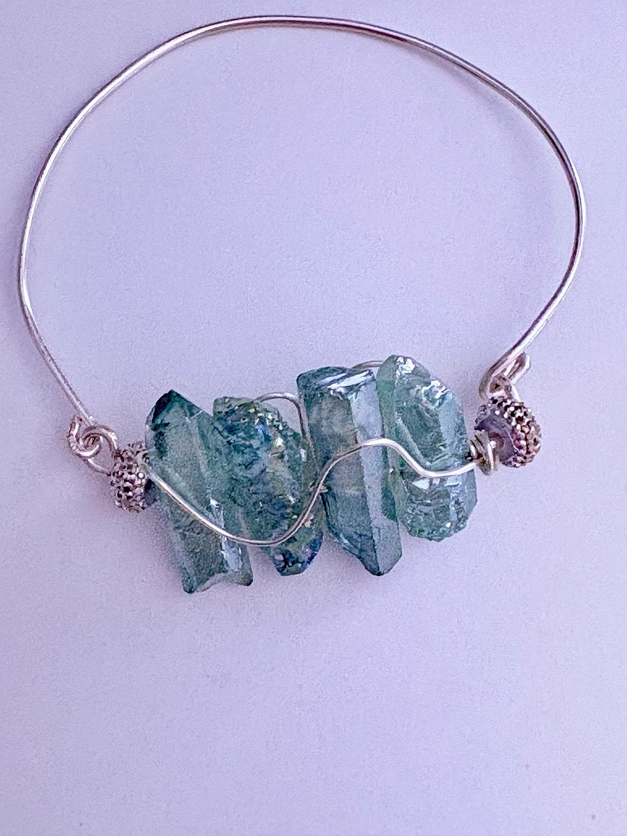 Handmade 7" Wire Wrapped Bracelet | Light Green Crystals | Coastal Charm Jewelry by Monique Faella Designs™ | MFD-00171 product image (7)