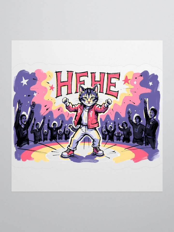 Colorful Cat Concert Sticker | 'HEHE' Design product image (3)