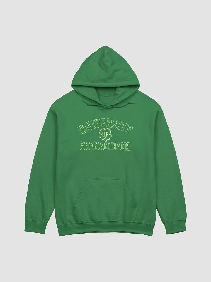 University of Shenanigans ☘️ Gildan Classic Hoodie with Vintage-Feel Print product image (2)
