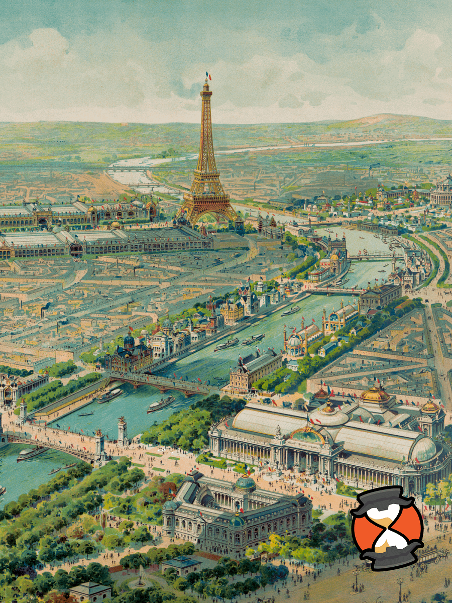 Paris 1900 Framed Poster Print – Hand-Drawn Historic City View product image (2)