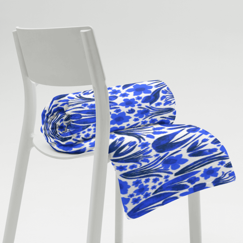 Spring Garden in Royal Blue on White – Elegant Floral Throw Blanket product image (11)