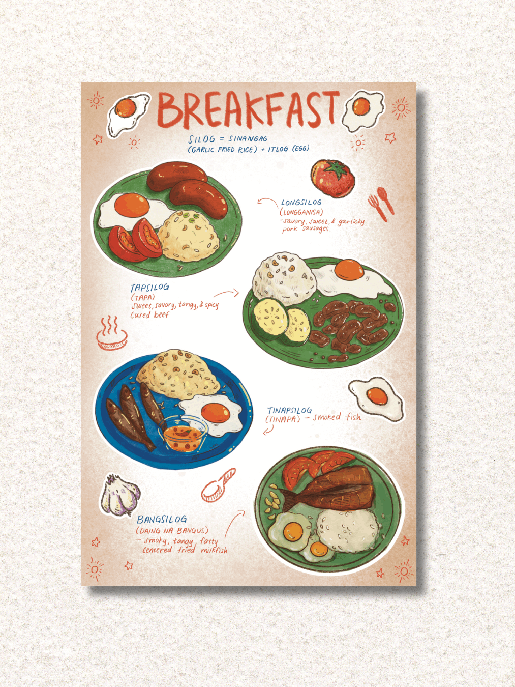 savory breakfast menu vinyl sticker sheet (silog sticker sheet) product image (1)