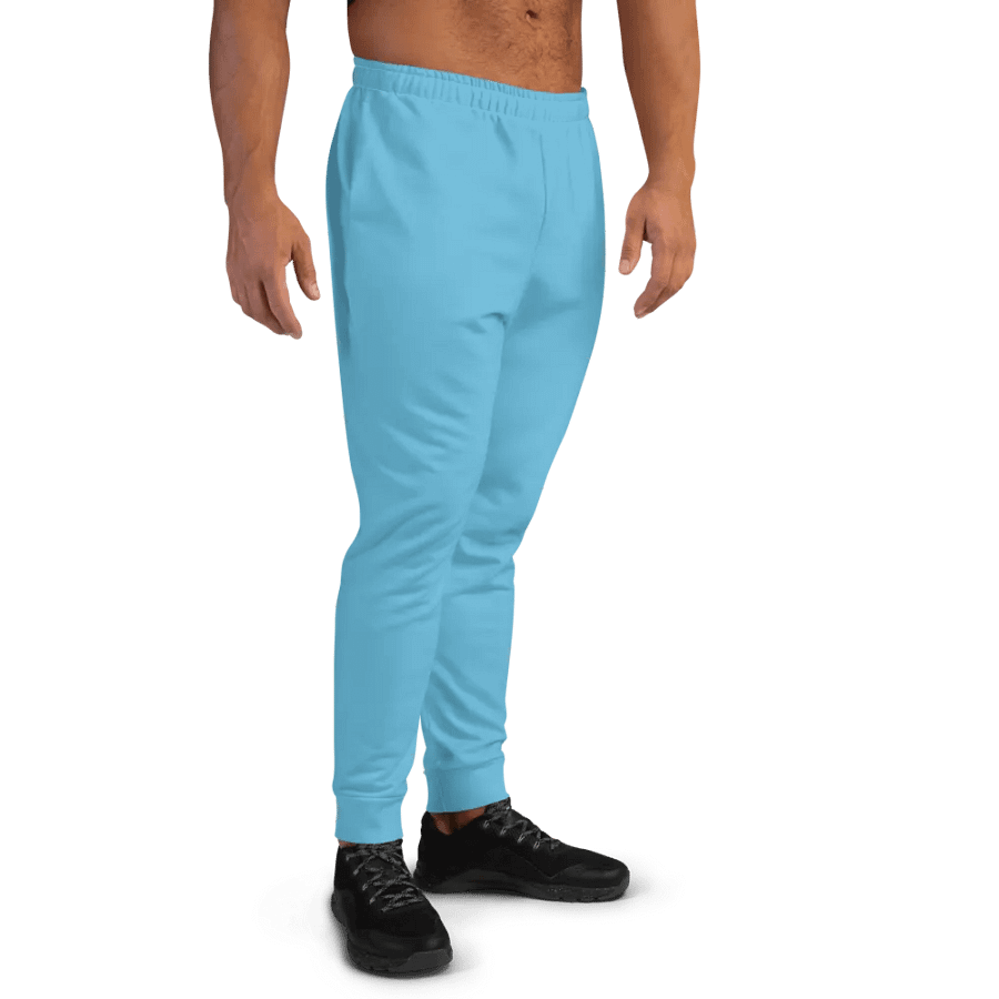 Plain Medium Light Blue Light Summer Recycled Polyester Premium Men's Joggers by Treasure Pie product image (3)