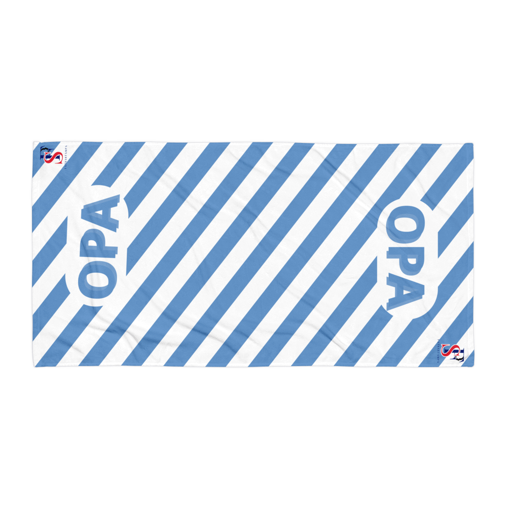 Greek OPA Beach Towel light blue stripes Sublimated Towel product image (1)