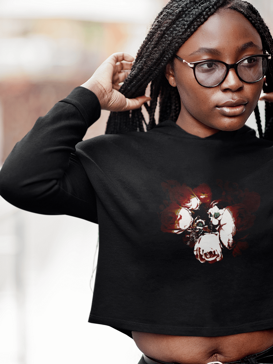 Abstract Roses Ladies Cropped Fleece Hoodie product image (3)