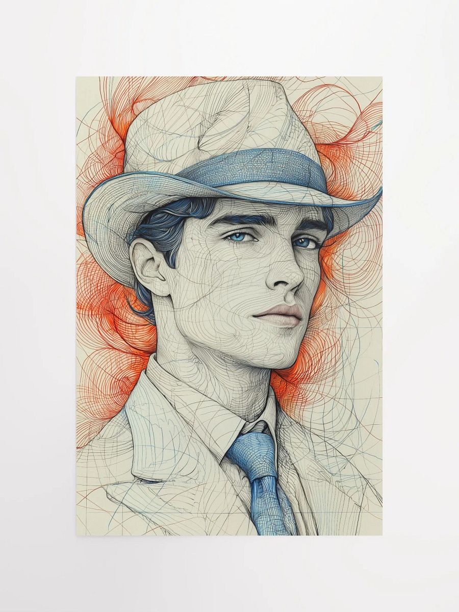 Retro Charm: Line Art Portrait of a Man in a Blue Tie product image (4)