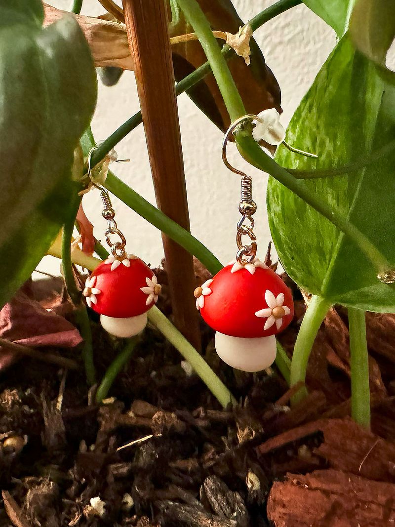 Mushroom Flower Ear Rings