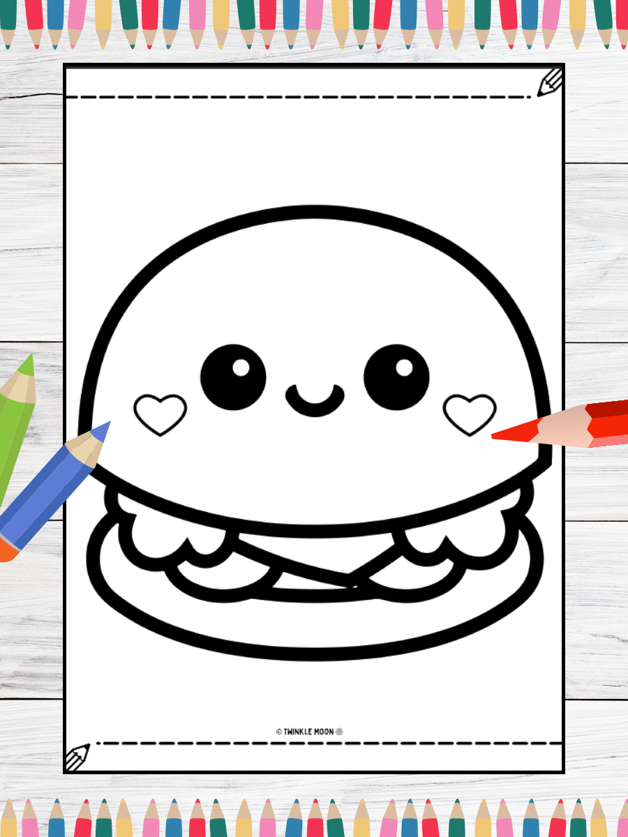 20 Cute Kawaii Food Coloring Pages#1 (PDF Coloring Pages) product image (5)