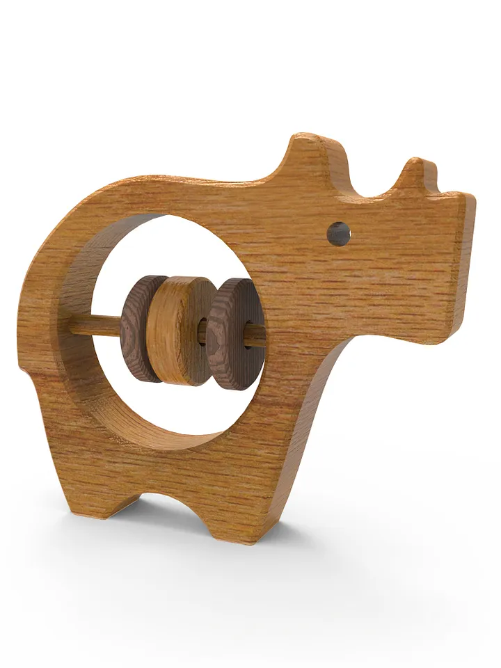 Rhino Wooden Baby Rattle Toy | Digital Plans product image (1)
