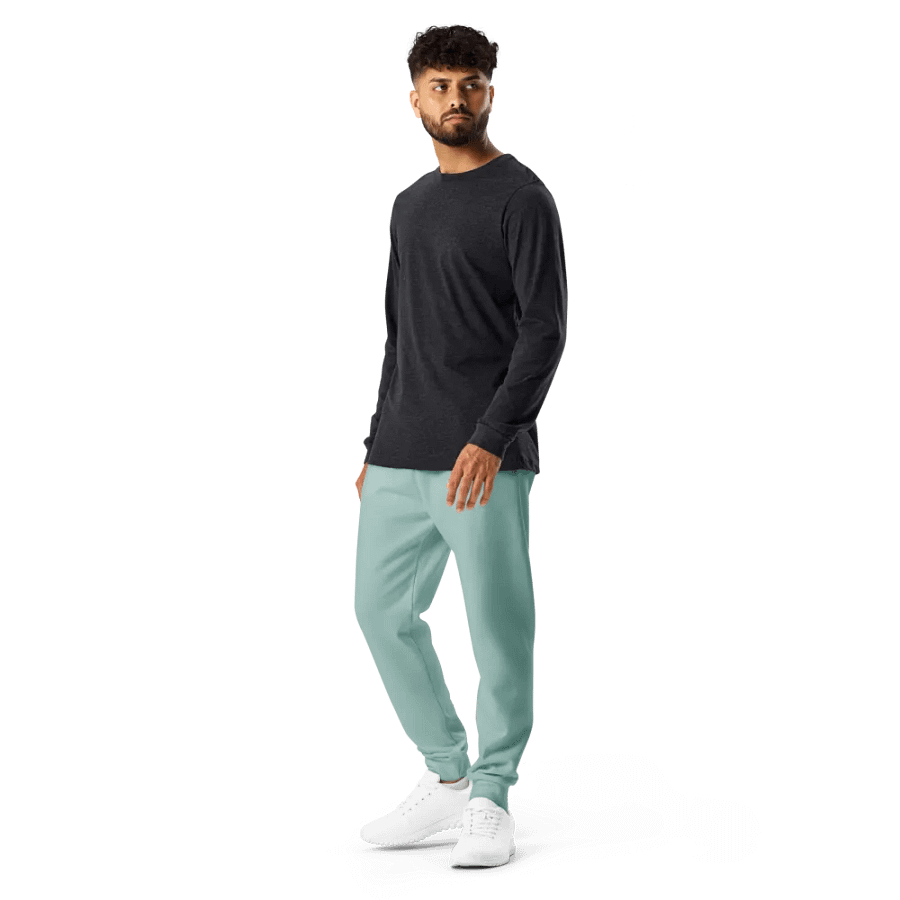 Plain Light Teal Green Soft Summer Recycled Polyester Premium Men's Joggers by Treasure Pie product image (12)