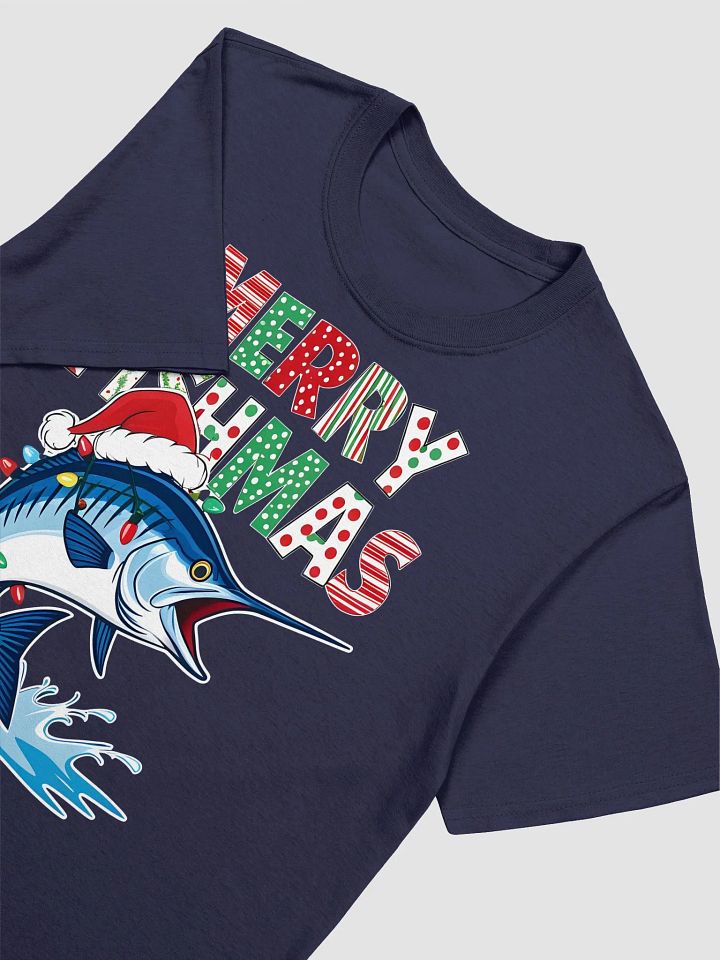 Merry Fishmas Marlin Fishing Tee with Christmas Lights shirt product image (2)