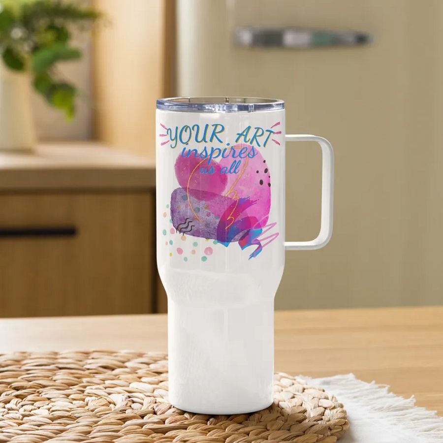 nsulated stainless steal travel mug depicting “your Art inspires us All’. Perfect gift for the Arty person, mom, wife, daughter, friend or colleague who appreciates stylish designs product image (11)