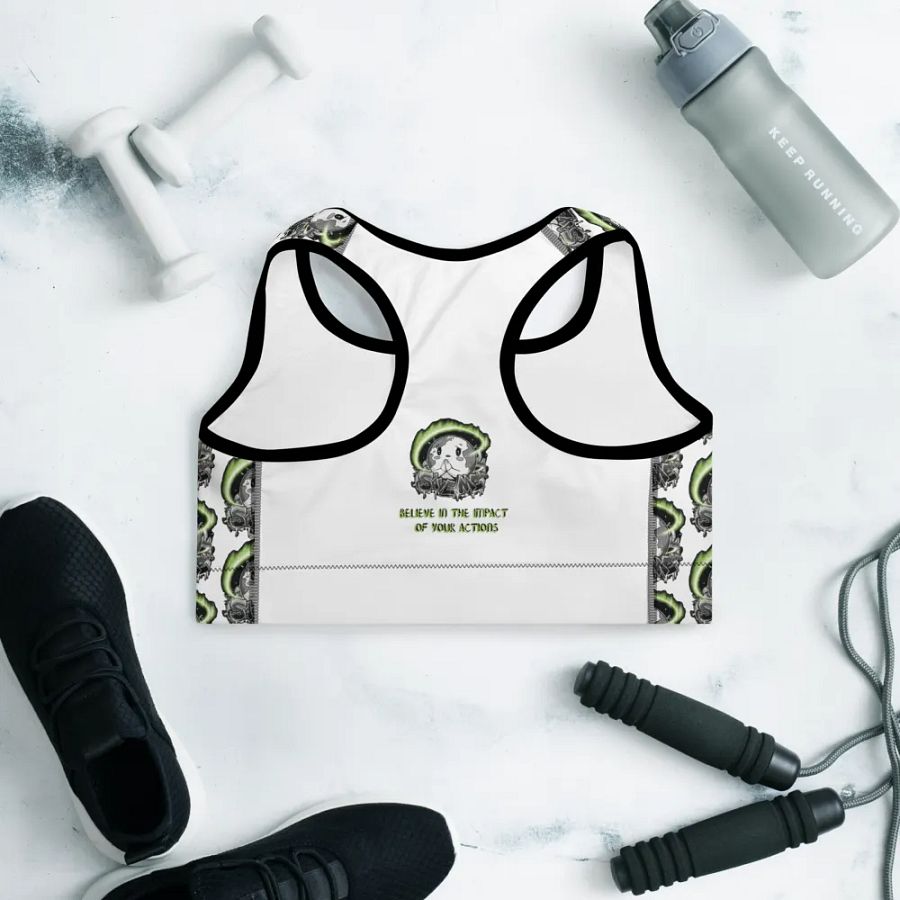 Save Me: A Plea from Planet Earth All-Over Print Padded White Sports Bra 🌍 product image (2)