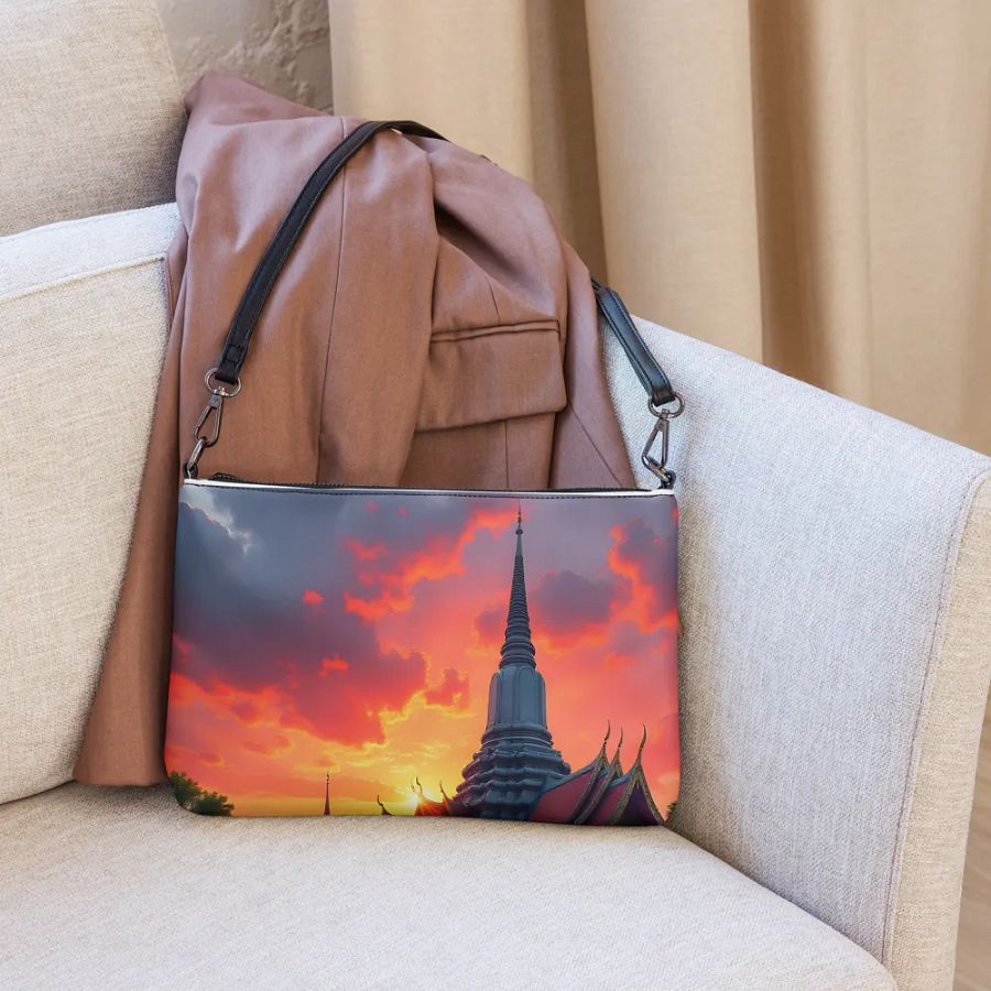 Tuk-Tuk at Sunset Near Thai Temple Crossbody Bag. product image (6)