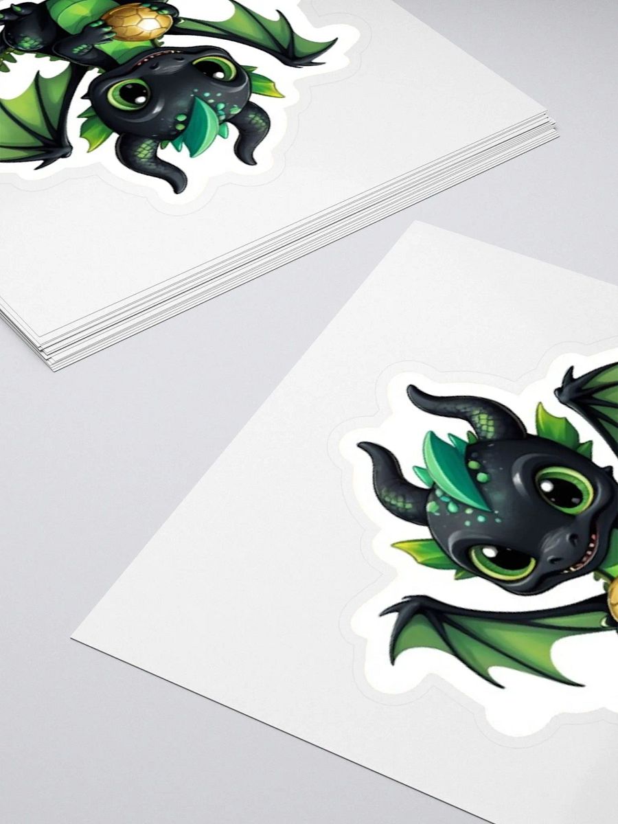 Cute Black and Green Baby Dragon V.2 Sticker product image (4)