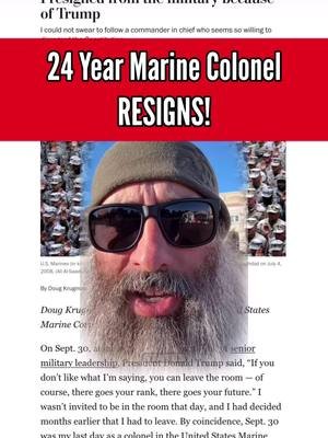 24 Year Marine Colonel RESIGNS because of Trump!