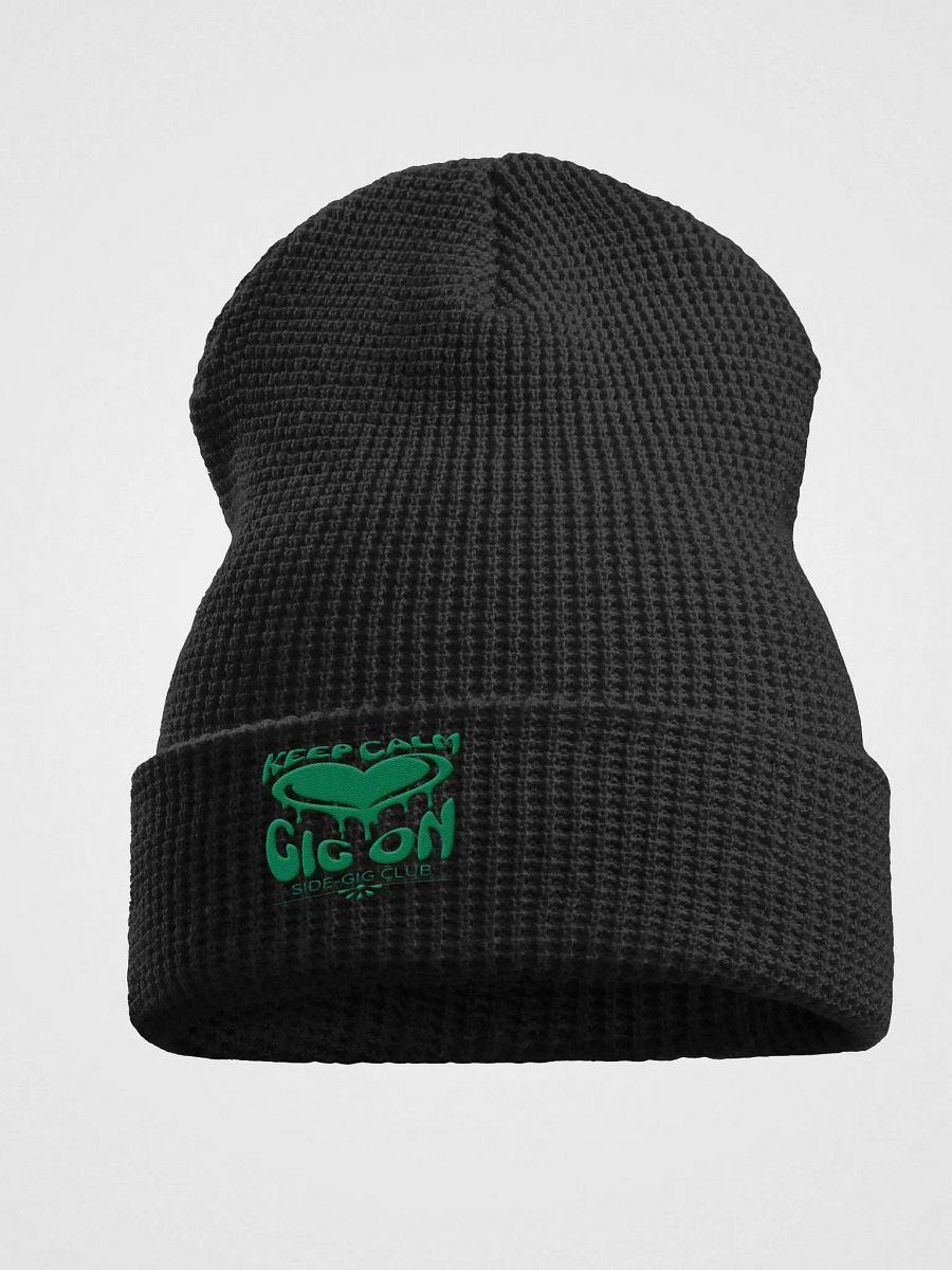 Keep Calm, Gig On Side-Gig Club Waffle Knit Beanie in Kelly Green product image (5)