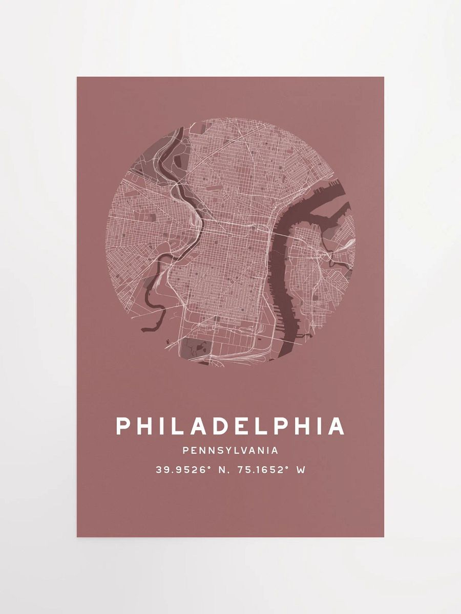 Philadelphia Street Map Poster – Red Minimalist Circular City Art product image (3)