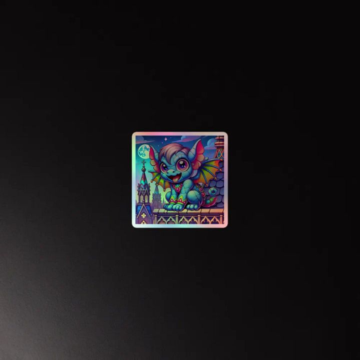 Vibrant Chibi Gargoyle Vinyl Sticker – Rainbow Protector product image (4)