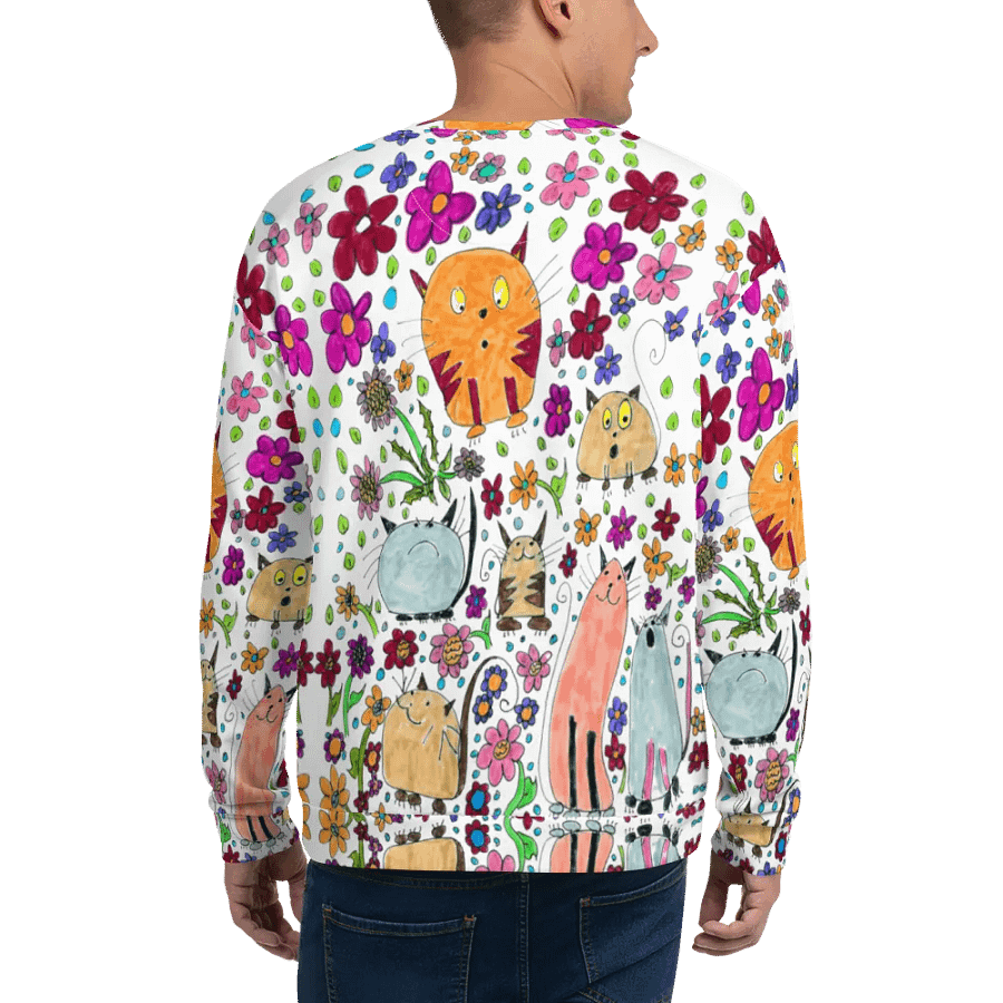 Abstract Floral Doodle Art Cats Unisex Sweatshirt product image (9)