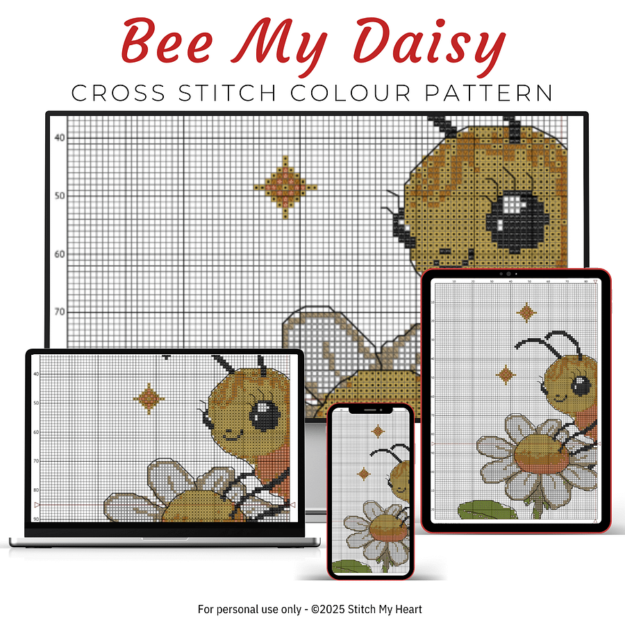 Bee my Daisy Cross Stitch Pattern product image (3)