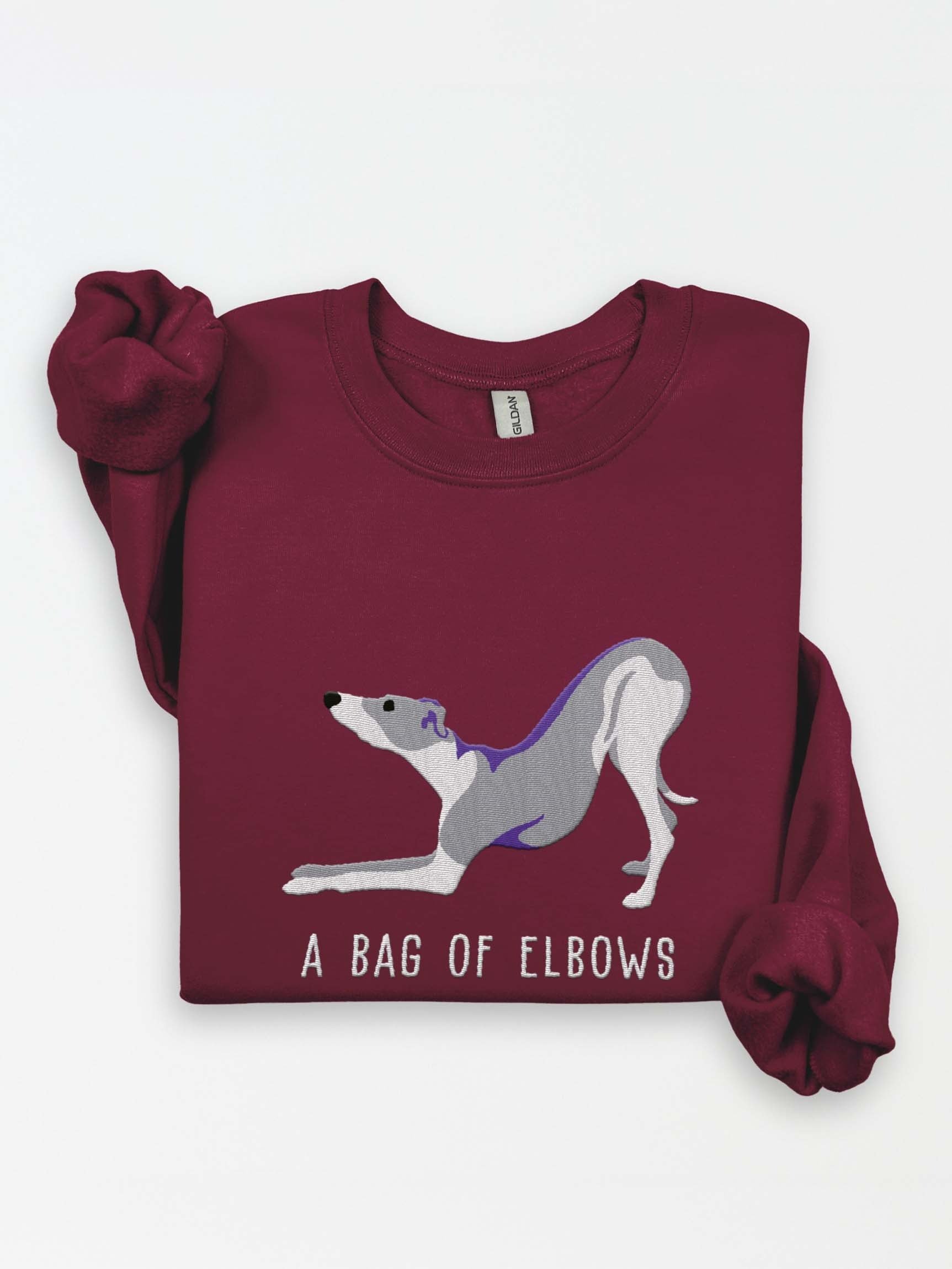 A Bag of Elbows Sweatshirt (Embroidered) of an Italian Greyhound(Blue & White) product image (1)