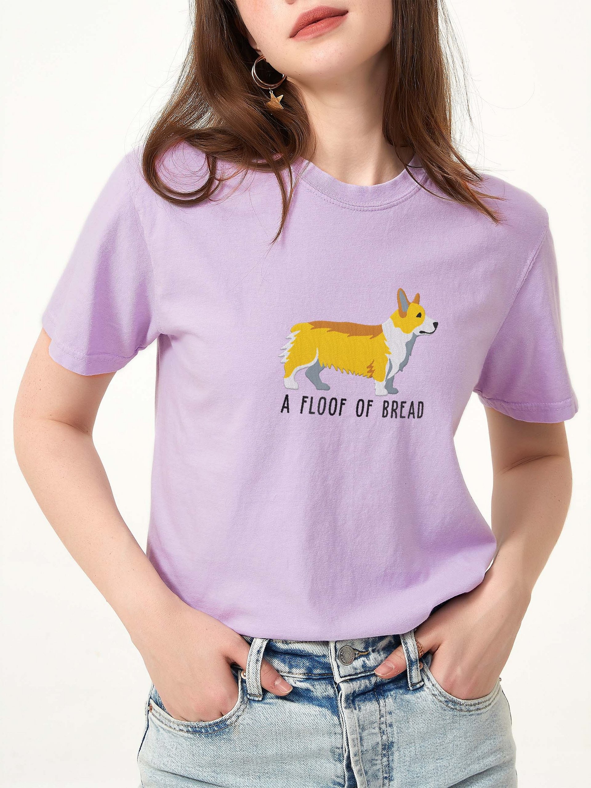 A Floof of Bread T-Shirt(Embroidered) of a Pembroke Welsh Corgi(Lemon) product image (2)