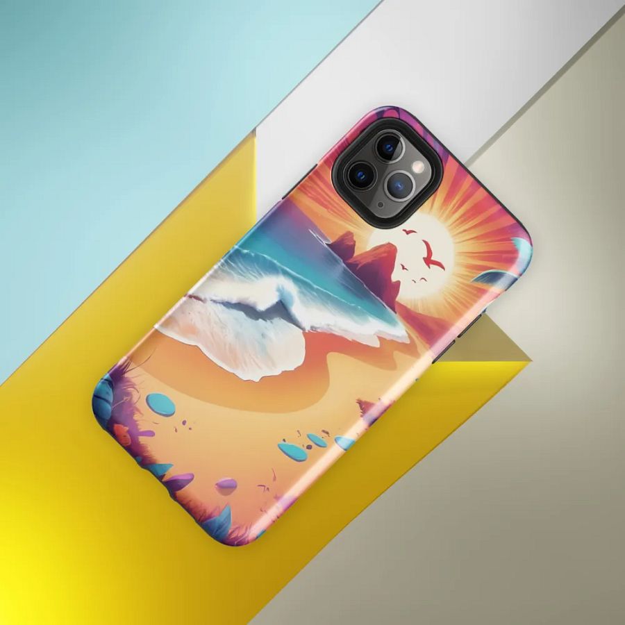 Sunrise Serenity: Psychedelic Beach iPhone Case product image (40)