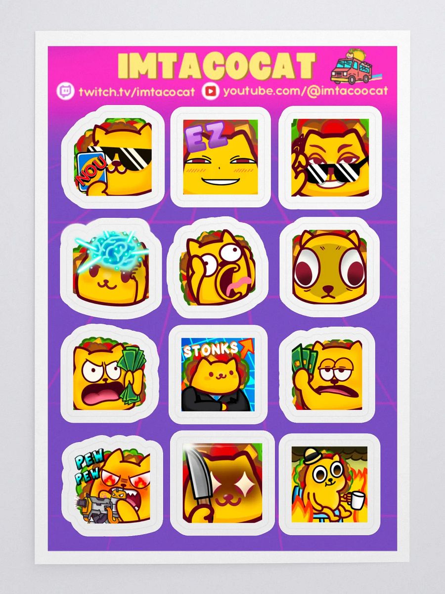Memey TacoCat Emote Sticker Sheet product image (3)