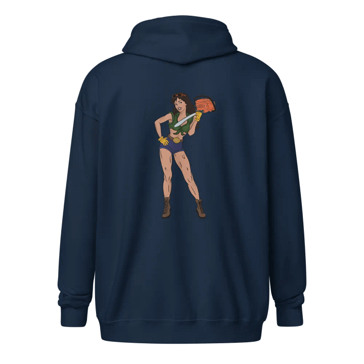 Brunette Chainsaw Betty Pinup Unisex Full Zip Hoodie product image (1)