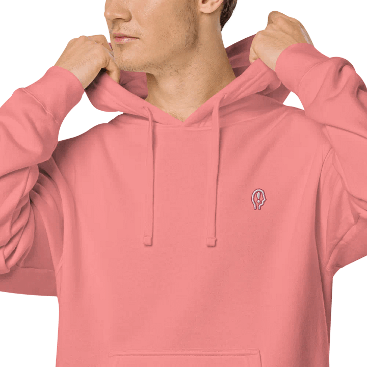 EXCLAIMING MENTALLY (sm. pink bubble design) embroidered pigment hoodie product image (1)