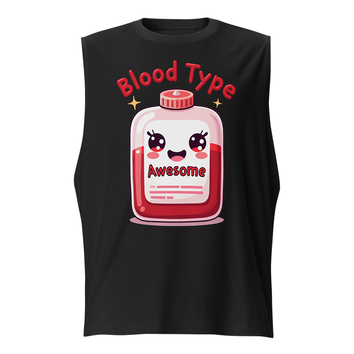 Awesome Blood Type Smiling Cartoon Blood Bag Muscle Tank product image (1)