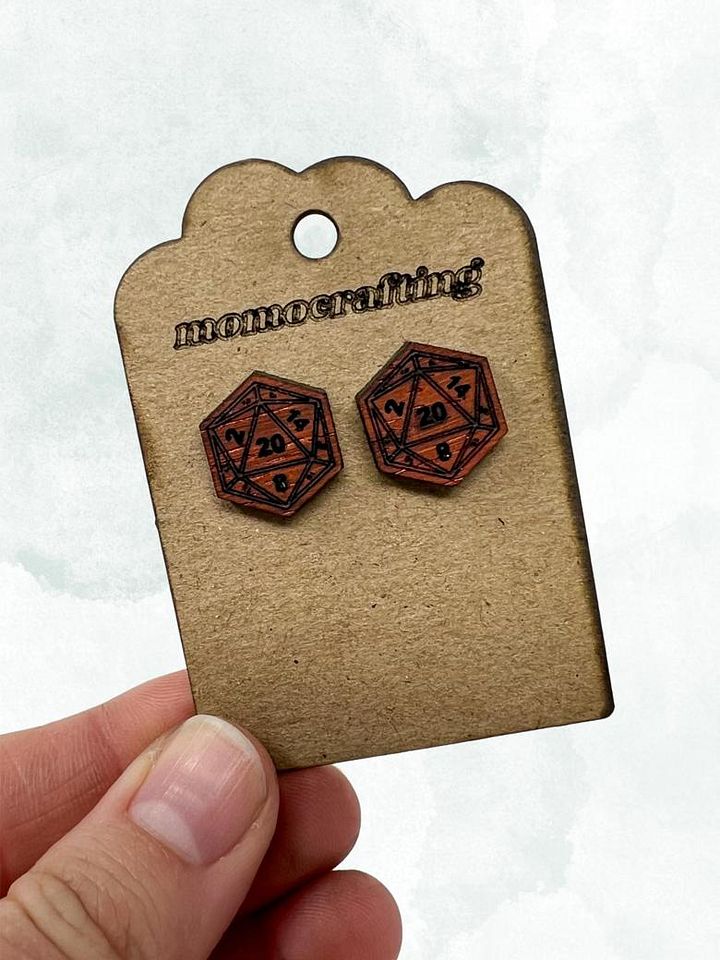 D20 Dice Stud Earrings (Padauk) product image (1)