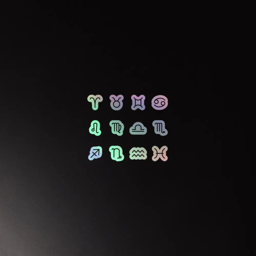 Zodiac Symbols (bubble style) - Holographic Sticker Set product image (1)